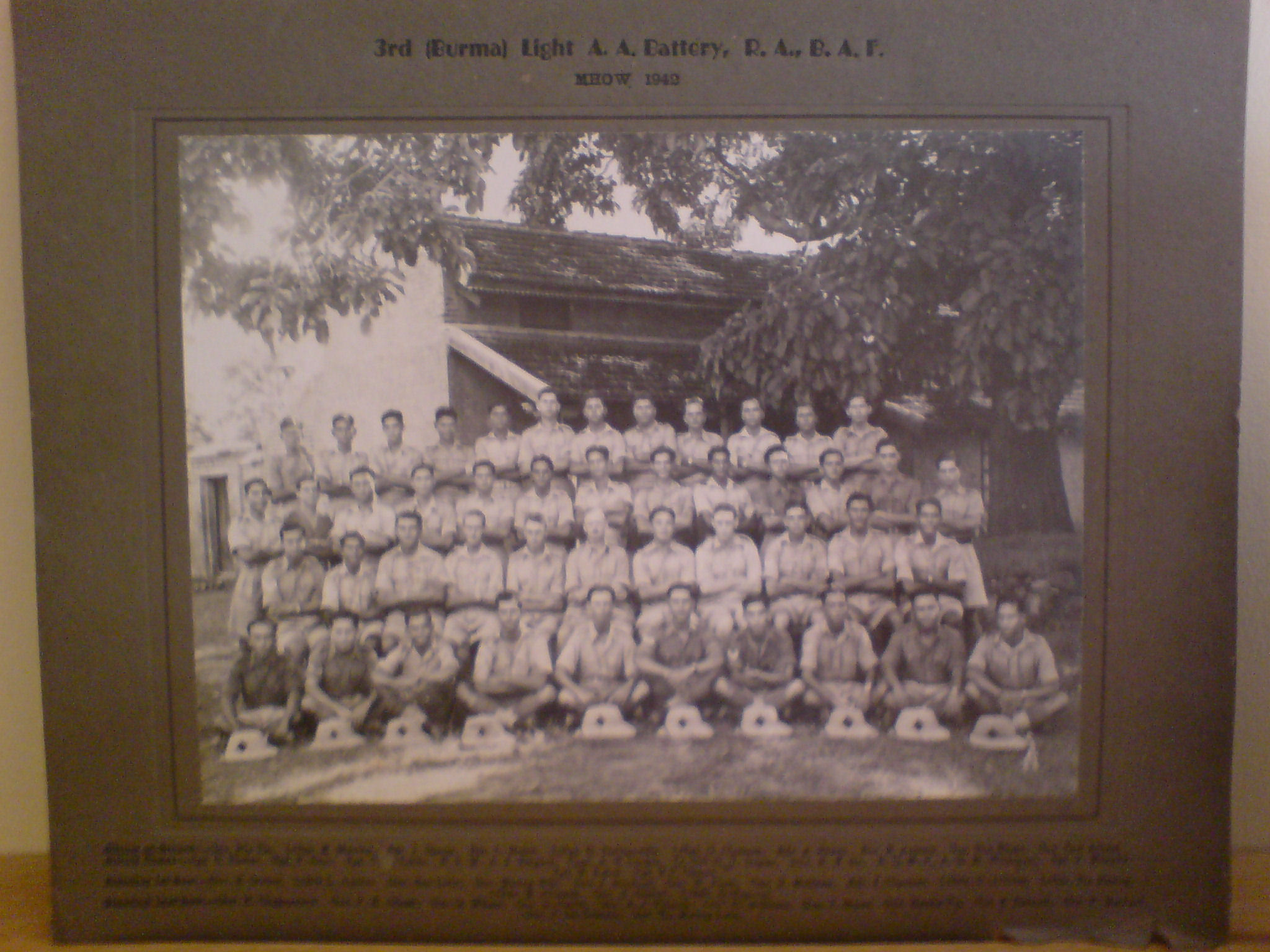 Officers and men of the 3rd Light Anti-Aircraft Battery, B.A.F., at Mhow, India